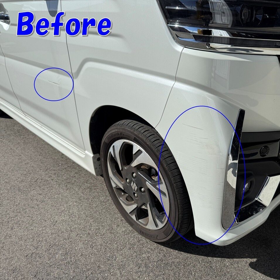 スズキ　スペーシア　鈑金修理　キズ　右側面　山形の画像